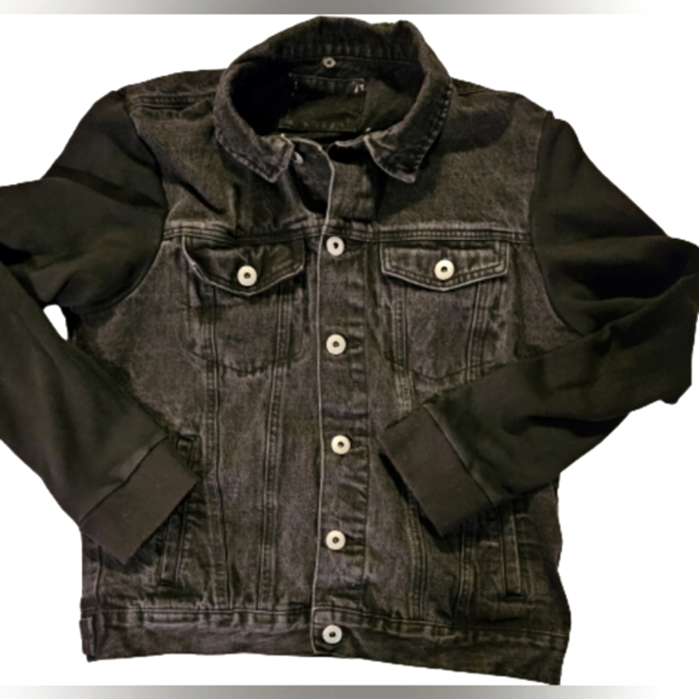 Black Denim With Sweatshirt Sleeves